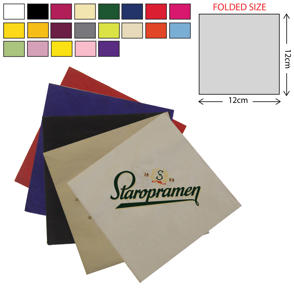 Paper Cocktail Napkin 3Ply - Coloured (24x24cm)