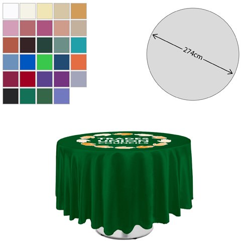 Premium Fabric Tablecloth - Round - 275cm (4ft Table - Full Drop)